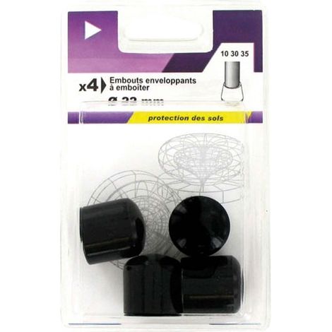 5 Embout Enveloppant Plastique Noir D.22mm Blister De 4 - Vynex (1/2)