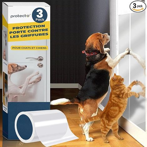 Protection Anti-Griffes Cutter Inclus écran de Porte Bois Murs et Meubles Contre Les Griffes Support Auto-adhésif (1/5)