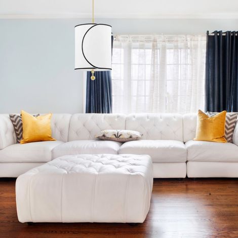 Zara 1 Lumière Petite Suspension Laiton, Lin Belge (1/2)