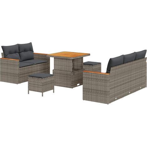 Garden Sofa Set 8 pcs Grey Poly Rattan vidaXL (1/5)
