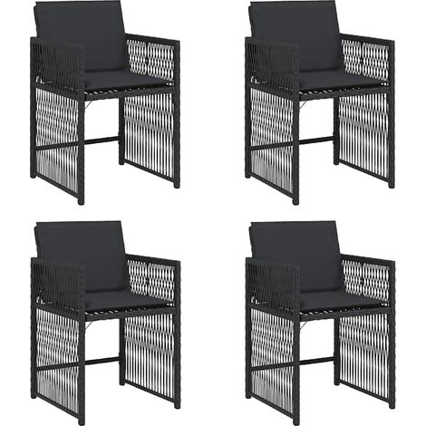 Maison Exclusive - Sedie da Giardino con Cuscini 4 pz Nere in Polyrattan (1/5)