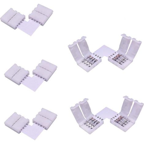 Lot de 5 connecteurs/raccords rapides en L pour guirlandes LED 5050 RVB 10 mm (1/5)