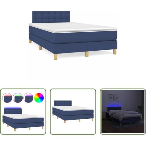Sommier tapissier - Sommier à lattes de lit matelas et LED bleu 120x190 cm tissu (1/5)