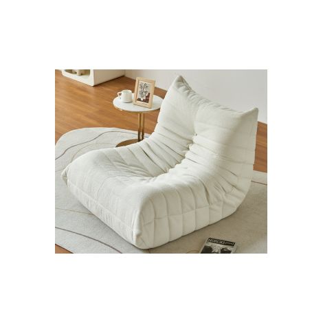 Bodensessel Polyester Beige 110x85x79 cm mit Rückenlehne, ergonomisch und weich, MIVRY (1/5)