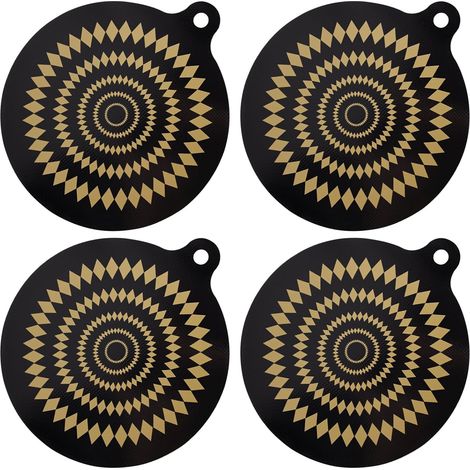 Lot de 4 protections de plaque à induction de 22,9 cm, tapis de table de cuisson à induction, coussinets en silicone pour table de cuisson à induction, accessoires de cuisson, outils de cuisine (noir) (1/5)