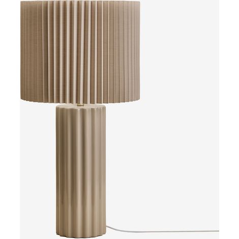 Sklum – Lampe à poser en céramique et tissu – Abat-jour cylindrique 60 cm – Base mate 100% céramique – Douille E27 pour ampoule jusqu'à 60W