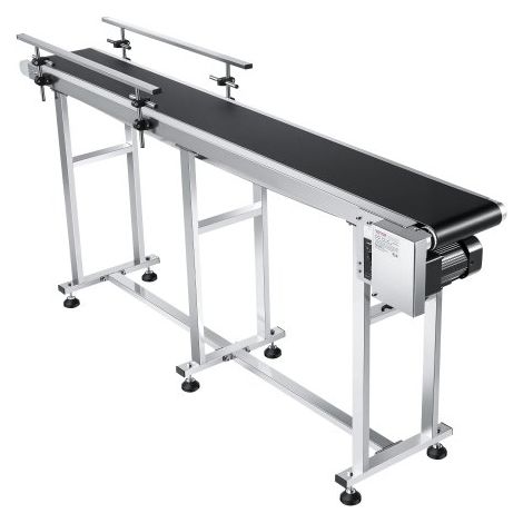 Convoyeur à bande motorisé 1803,4x198,1 mm convoyeur en acier inoxydable ceinture de transporteuse en PVC antistatique vitesse réglable double garde-corps pour application codage à jet d'encre (1/4)