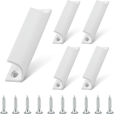 Ensemble de 5 poignées de porte extérieure blanches, poignée de porte-fenêtre, poignée de porte en alliage d'aluminium, avec vis (1/5)