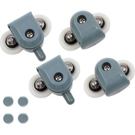 Lot de 4 roulettes doubles pour porte de douche-25 mm-Pour porte de douche-Longue durée de vie-Portes en verre d'une épaisseur d'environ 3 à 6 mm NPTERBL (1/5)
