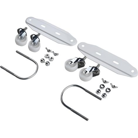 Lot de 2 supports à roulettes pour radiateur électrique, pieds mobiles pivotants, blancs (1/5)