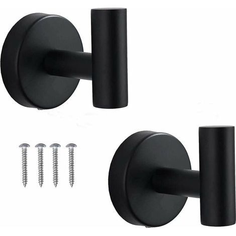 Black Bathroom Hook SUS 304 Heavy Duty Stainless Steel Wall Hooks for Bathroom, Robe Hook, Wall Hanging Hooks, Towel Hooks, Pack of 2 (1/5)