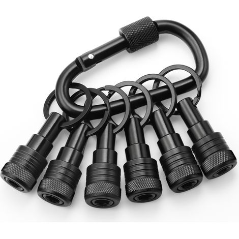 Irovami Porte-embouts de tournevis en alliage d'aluminium à tige hexagonale de 6,35 mm (1/4 pouce), rallonge, adaptateur de perçage, porte-clés portable (1/5)
