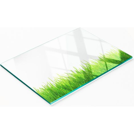 Planche décorative en verre avec motif d'herbe pour présenter des amuse-gueules 80x52 cm (1/5)