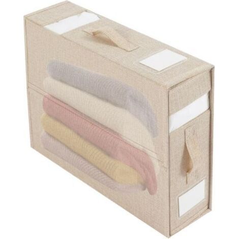[JAMAIS UTILISÉ] Boîte de rangement de draps, boîte de rangement de draps de garde-robe pliable, boîte de rangement de couette, Beige 1 paquet (1/4)