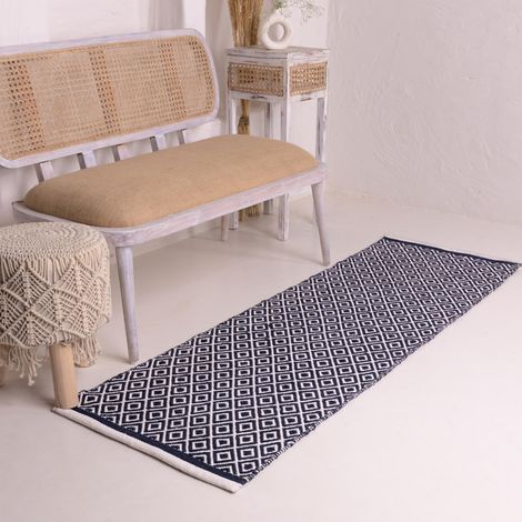 Runner Rug 2 x 6 Pieds Réversible Géométrique Coton Diamant Tapis Tissé Tapis de Cuisine Tapis d’Entrée Tapis de Couloir (1/5)