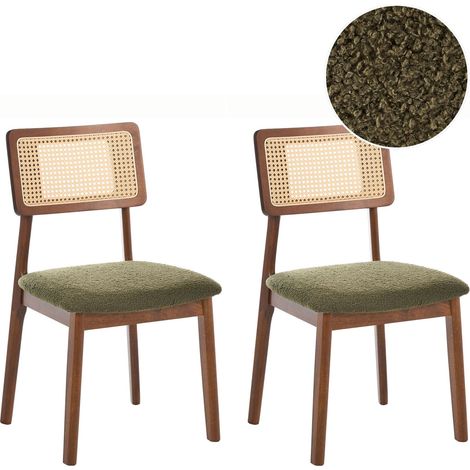 Esszimmerstuhl 2er Set EMBAR Holz Braun / Grün (1/5)