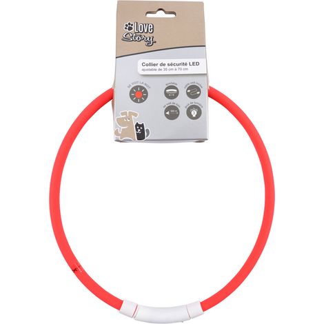 Collier de sécurité ajustable à Led rechargeable USB en PVC - Rouge - 35 à 70 cm - Livraison gratuite (1/3)