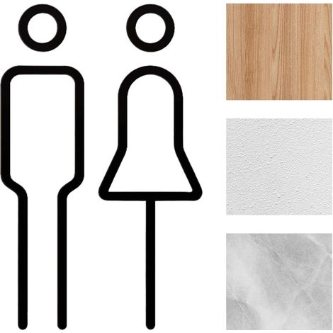 Panneau de salle bain - décoration plate 2D pour portes , WC hommes et femmes , hôtels , cafés , bur (1/5)