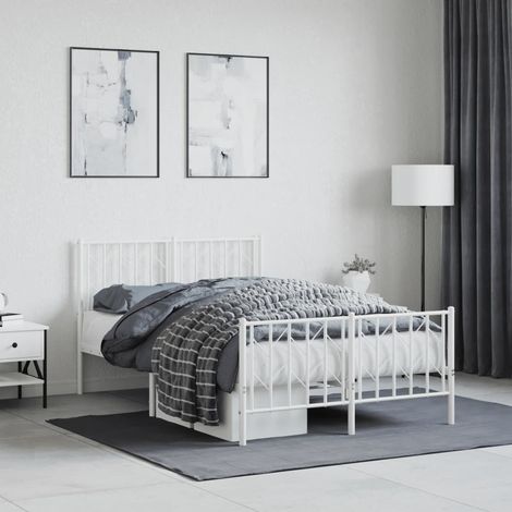 Metal Bed Frame without Mattress with Footboard White 120x200cm vidaXL (1/5)