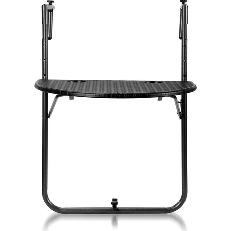 EINFEBEN Table de Balcon Suspendue Pliable ,Table Rabattable en Hips et Métal avec Revêtement Anti-Rouille pour Balcon Jardin, 6040cm, Noir (1/5)