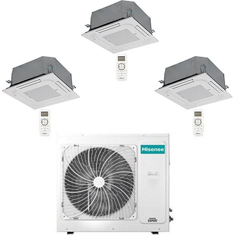 Climatizzatore Condizionatore Hisense Cassetta 4 vie R32 Trial Split Inverter 9000 + 9000 + 9000 BTU con U.E. 3AMW62U4RJC NOVITÁ Classe A++/A+ (1/5)