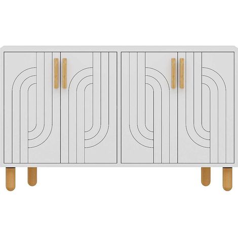 Buffet en bois "Rodney" - 120 x 29 x 73 cm - Blanc (1/4)