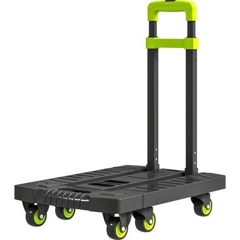Chariot de manutention pliable en métal avec roues et poignée réglable, 49 x 35 x 102 cm, vert