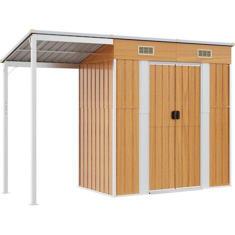 Abri de jardin,Remise Cabane pour outils,Stockage Rangement Extérieur avec toit prolongé marron clair 277x110,5x181 cm CFW86291 (1/5)