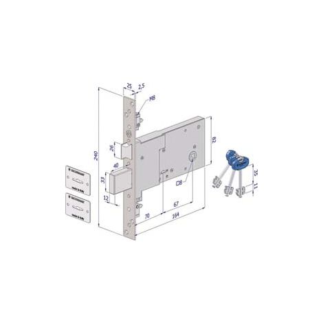 SERRATURA TRIPLICE DA INFILARE PER FASCE DOPPIA MAPPA MM.82 H 2008  mm.90 (2008UZB9025AB3)    SECUREMME