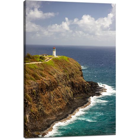 Leinwanddruck Natur Klippe mit Leuchtturm 40x60 cm Meer Ozean