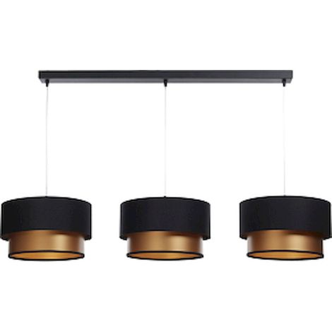 Suspension élégante textile noir et cuivre effet lumineux raffiné - Noir satiné intérieur cuivre (1/5)