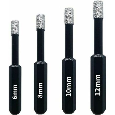 Coffret 4 Forets Diamant Pour Carrelage, Cramique, Grs Crame, Tuiles, Verre, Pierre. Professionnelles Mches Diamantes Scies-Cloches - 6Mm 8Mm 10Mm 12Mm-DOU