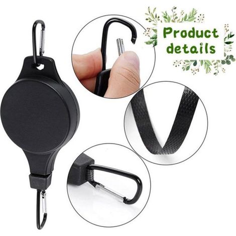 Crochet suspendu pour plante hauteur réglable matériau résistant noir balcon jardin intérieur extérieur (1/4)