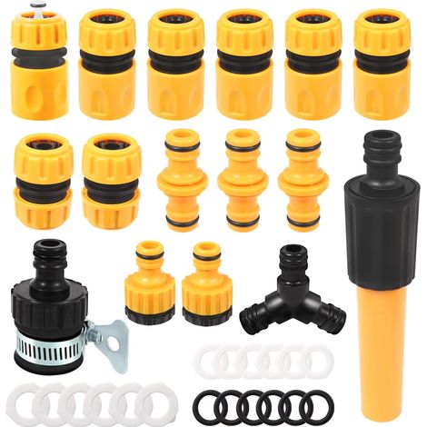 Raccord Rapide Tuyau D'arrosage 19mm Connecteur tuyau arrosage 16 Pièces Pièces et Raccords de Tuyau D'arrosage 1/2 in 3/4 in Embout tuyau Arrosage pour Arrosage de Jardin Lavage de Voiture (1/5)