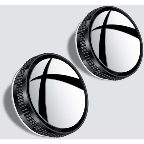 (Noir)Lot de 2 rétroviseurs d\'angle de voiture en verre HD rond avec rétroviseurs convexe encadrés avec ventouse grand angle réglable pour voitures (1/5)