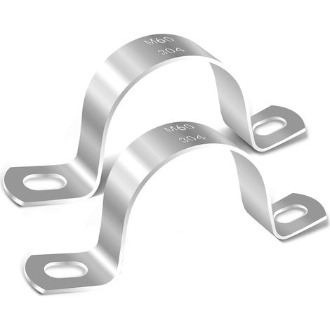 Lot de 8 colliers de serrage en U 60 mm en acier inoxydable pour fixation des tuyaux de gaz, câbles et tuyaux d'eau (1/5)