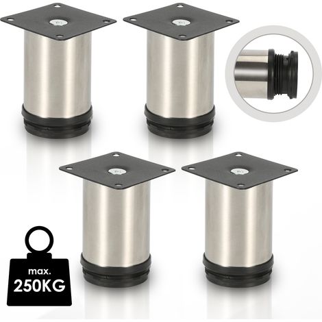 Wolketon 4er Set Möbelfüße Tischbeine Sockelfuß Tischfuß Möbel Edelstahl Höhe:180 mm