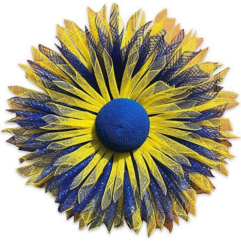 Couronne de tournesols ukrainienne, drapeau ukrainien, guirlande et pendentif de bienvenue pour la décoration intérieure et extérieure de jardin ou de ferme. (1/5)