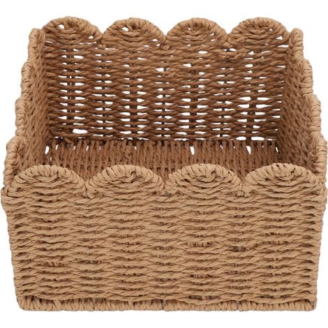 Panier de rangement grande capacité à large ouverture pour salle de bain, chambre, placard ou armoire. Bac multifonctionnel petit format (24 x 24 x 14 cm). (1/5)