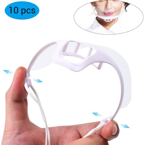 Packung mit 10 transparenten, beschlagfreien Kunststoffmasken für die Gastronomie, geeignet für Köche, Hotels, Küchen und Restaurants.