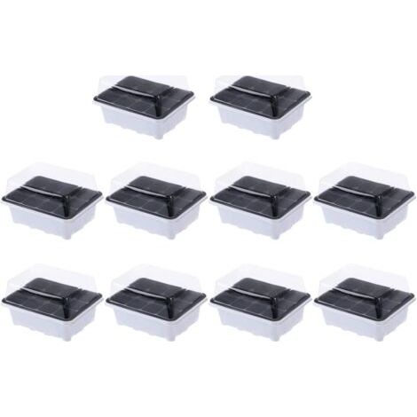 Paquete de 10 bandejas para semillas, bandejas de germinación, bandejas de inicio, esparcidores para invernadero, kit de cuidado de plantas, invernadero de interior para el cultivo de plantas (12 cavi (1/4)