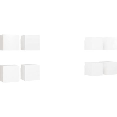 Lot de 8 meubles tv muraux design tendance rangement 30,5 x 30 x 30 cm en bois d'ingénierie blanc (1/3)