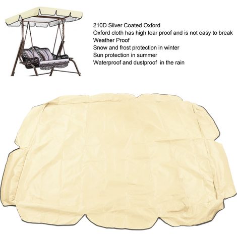 Schaukeldach aus 210D silberbeschichtetem Stoff – UV-beständig – Gartenstuhl – 142 x 120 x 18 cm – Beige (1/5)