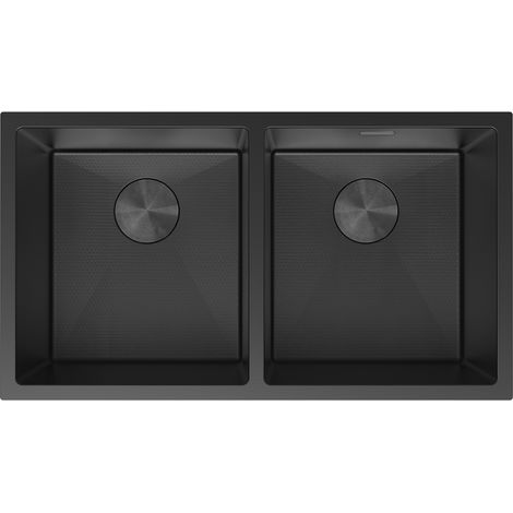 Mexen Binox Edelstahlspüle 2-kammerig 800 x 450 mm, schwarz HC - 6421802000-70HC