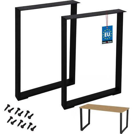 KOTARBAU® Lot de 2 Pied de Table - Pieds de Table en Acier 50 x 72 cm - en Acier Thermolaqué - Noir (1/4)