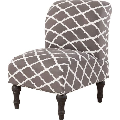 Armless chair covers, stretchable and removable, insect-repellent furniture protectors, washable stretch sofa covers for home or hotel (grey, polyester) (1/5)