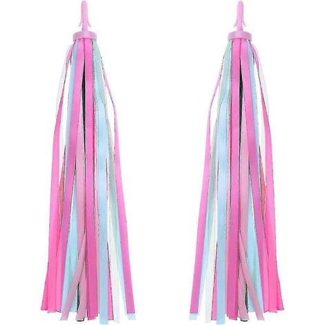 Rubans à pompons pour vélo enfant, 1 paire de rubans colorés pour guidon de vélo filles et garçons - Accessoires pour vélo et trottinette-2 (1/5)