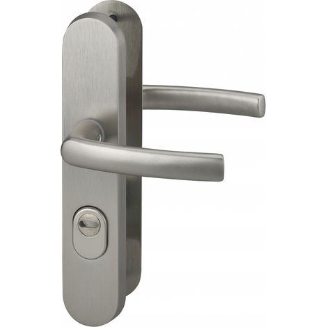 Thirard – Ensemble de poignées de sécurité pour porte d'entrée – Béquille double – Entr'axe 216mm – Finition inox – Aluminium massif