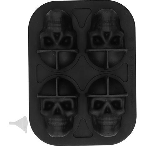 Silikon-Eiswürfelform mit 4 Fächern und 3D-Totenkopf-Design für Whisky (1/5)