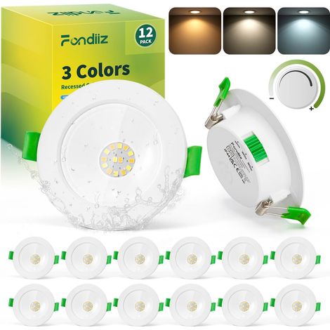 Lot de 6 Spot LED Encastrable 4W, Spots de Plafond Encastré 68mm Blanc Chaud 3000K Blanc Neutre 4500K Blanc Froid 6000K Réglable, IP44 Éclairage Salle de Bain Économie d'Énergie pour Cuisine
